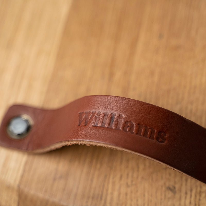 Your Logo + Our Barrels - The Butler Tennessee Whiskey Barrel Serving Tray with Leather Handles - Custom Logo and Corporate Gifting - Holtz Leather