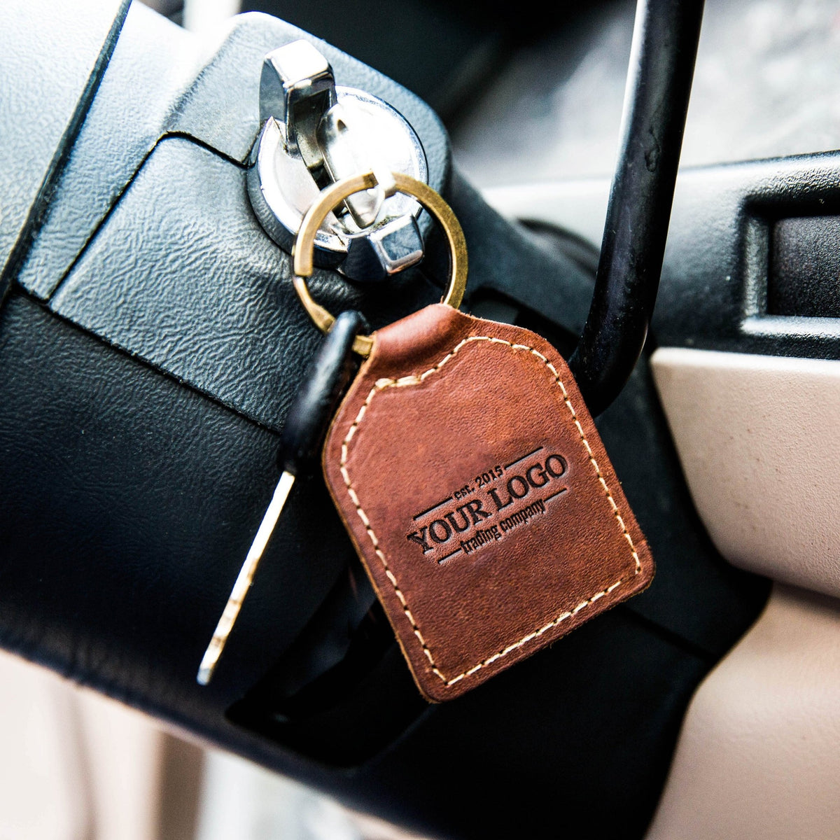 Your Logo + Our Leather - Fine Leather Key Chain - Custom Logo and Corporate Gifting - Holtz Leather