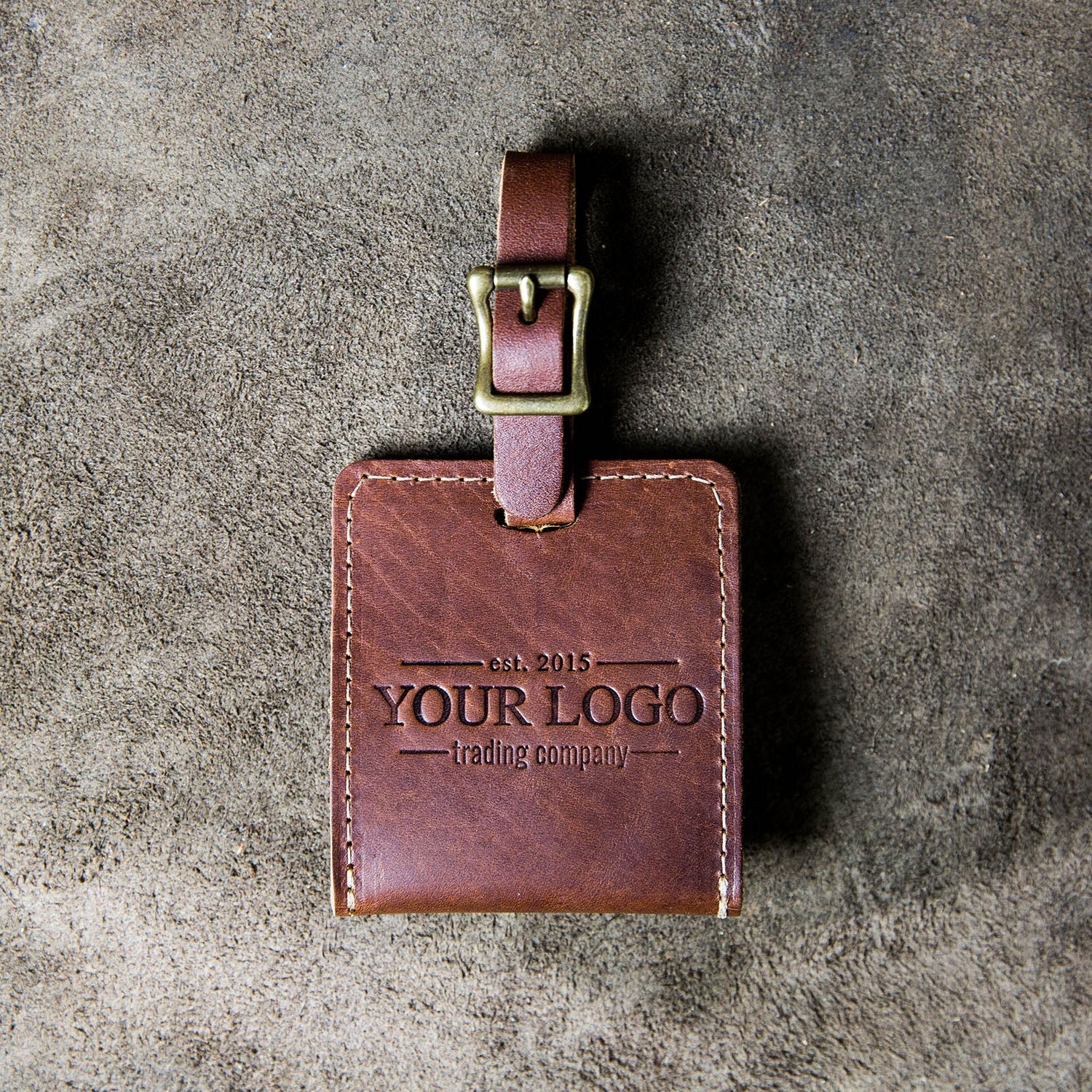 Your Logo + Our Leather - The Adventurer Fine Leather Luggage Tag - Custom Logo and Corporate Gifting - Holtz Leather