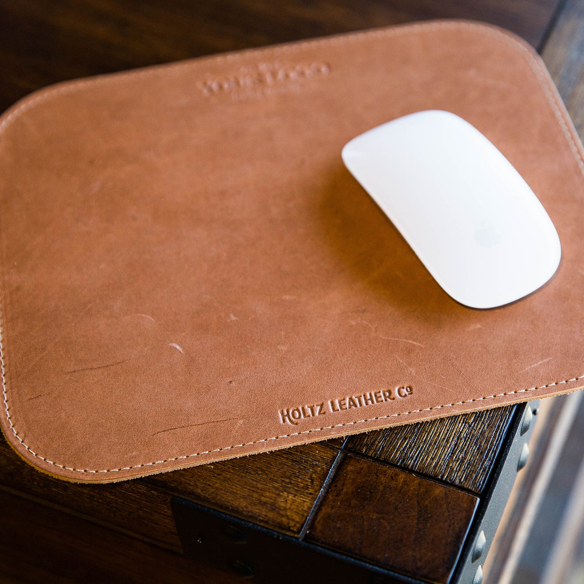 Your Logo + Our Leather - The Architect Fine Leather Mouse Pad Mousepad Office Accessories - Custom Logo and Corporate Gifting - Holtz Leather