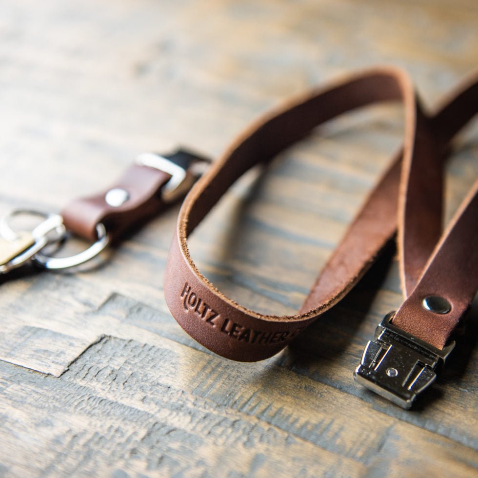Your Logo + Our Leather - The Engineer Personalized Fine Leather Lanyard – Badge Holder Keychain - Custom Logo and Corporate Gifting - Holtz Leather