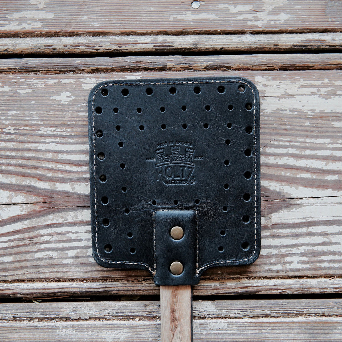 Your Logo + Our Leather - The Front Porch Flyswatter - Custom Logo and Corporate Gifting - Holtz Leather