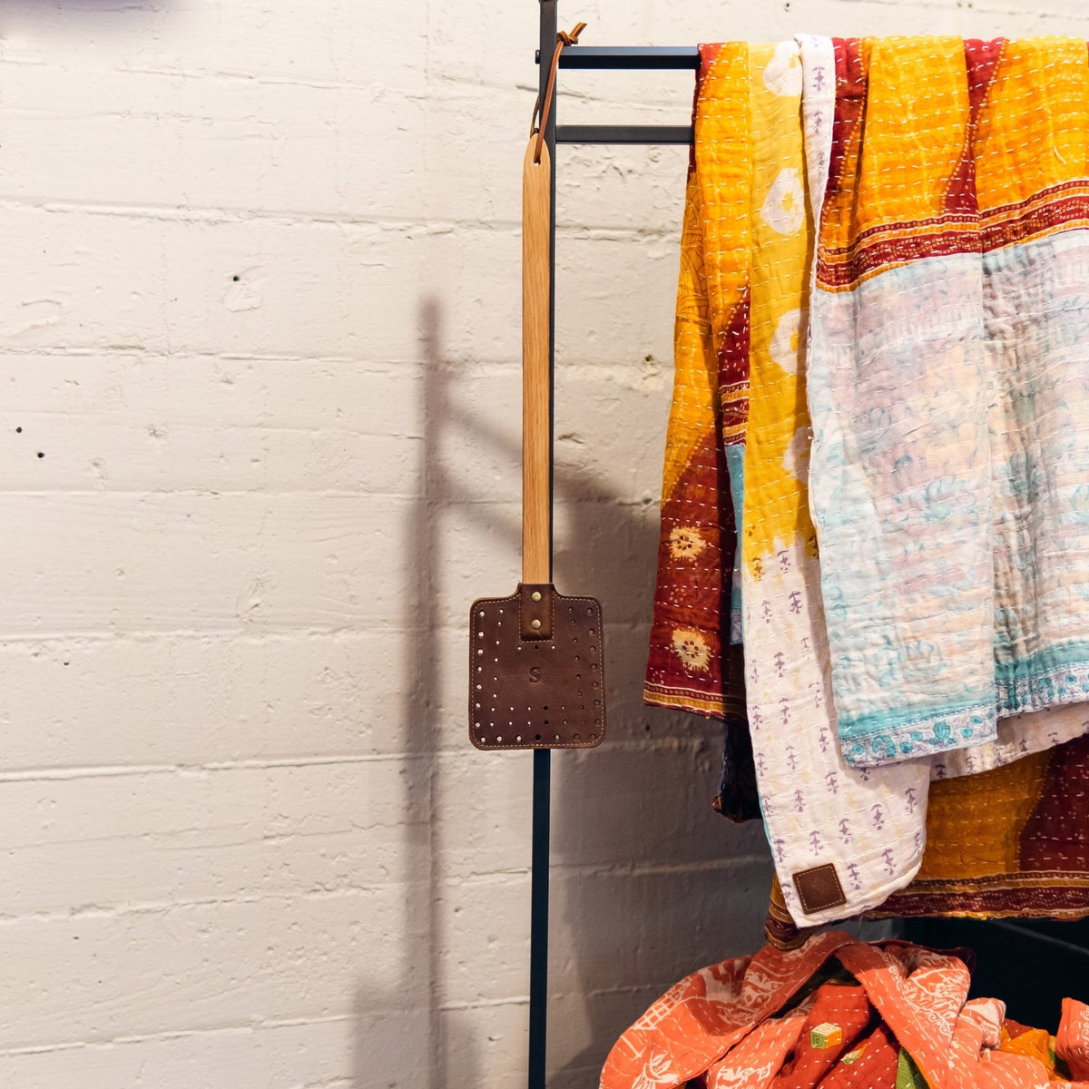 Your Logo + Our Leather - The Front Porch Flyswatter - Custom Logo and Corporate Gifting - Holtz Leather