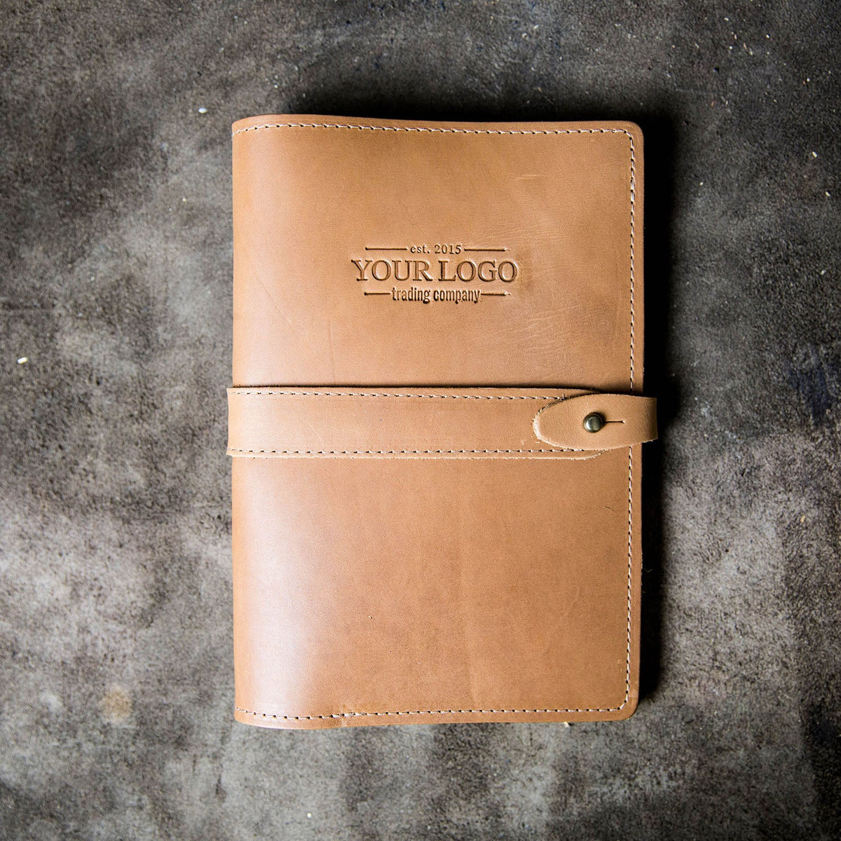 Your Logo + Our Leather - The Inventor Fine Leather A5 Moleskine Journal Diary - Custom Logo and Corporate Gifting - Holtz Leather