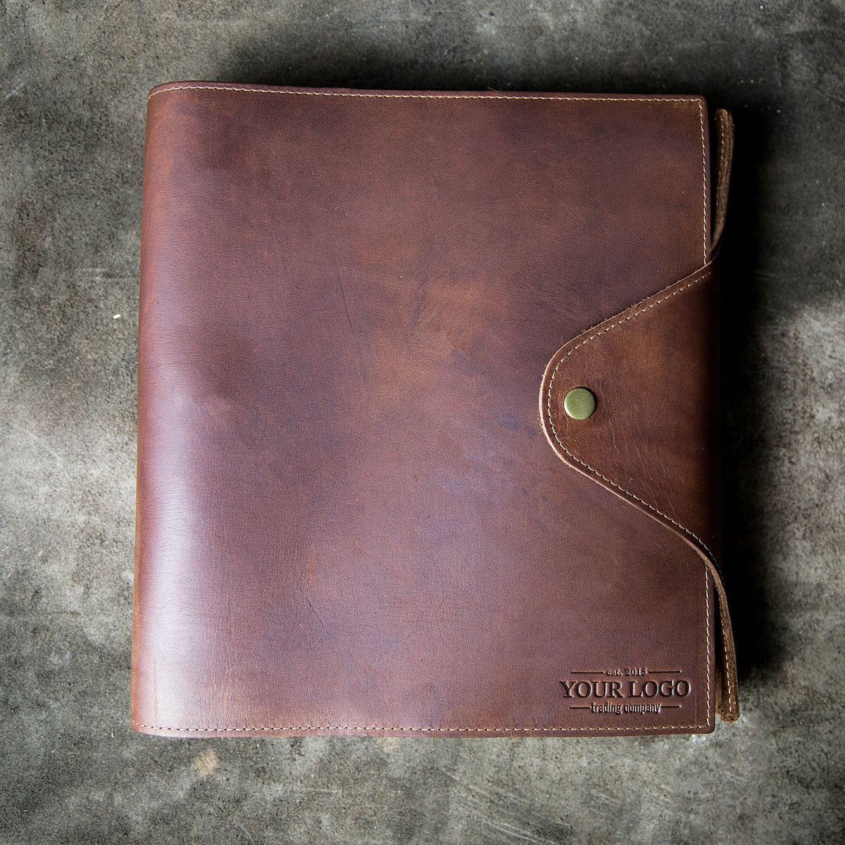 Your Logo + Our Leather - The Langley Fine Leather 3 Ring Binder Notebook Photo Album - Custom Logo and Corporate Gifting - Holtz Leather