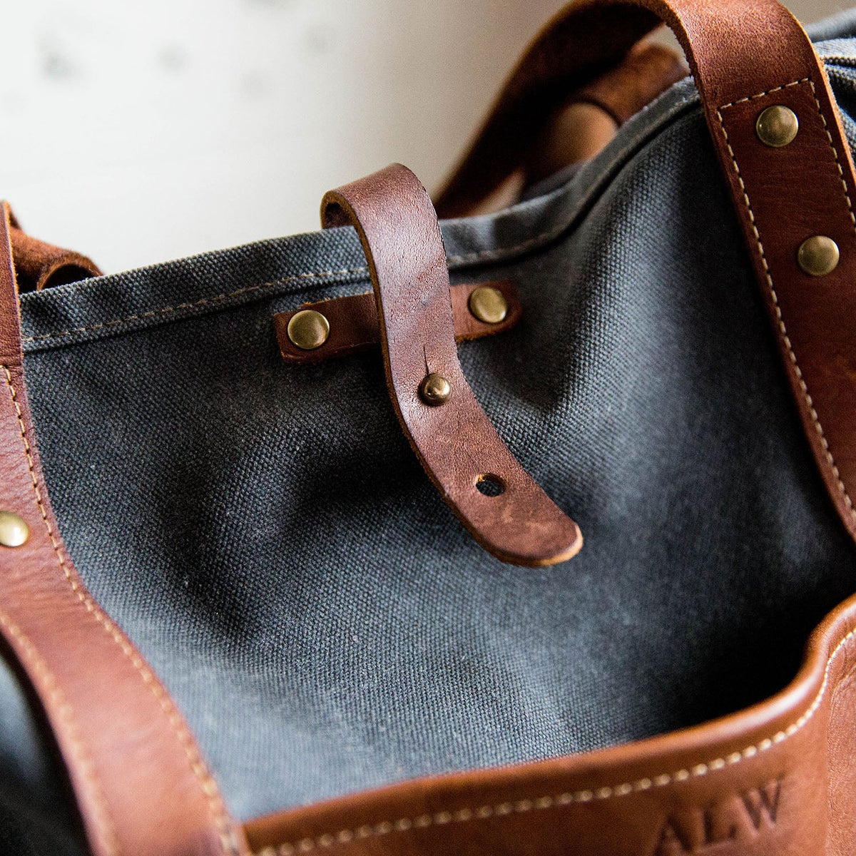 Your Logo + Our Leather - The Market Tote - Fine Leather & Waxed Canvas Bag Purse - Holtz Leather